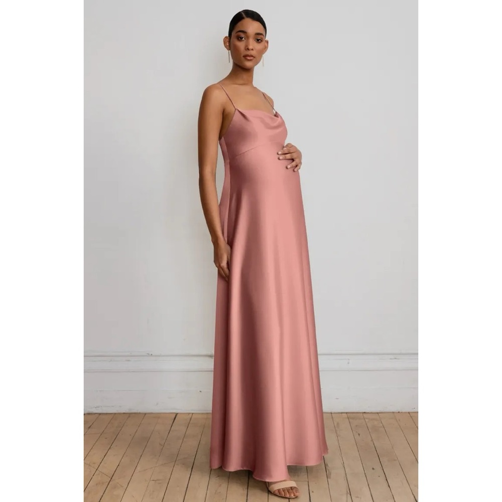 Jenny Yoo Blush Satin Maxi Dress Maternity formal bridesmaid